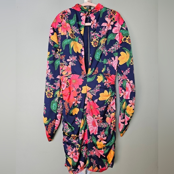 Finders Keepers Navy Floral Mini Dress w Cut-Out Detailing - Picture 10 of 14